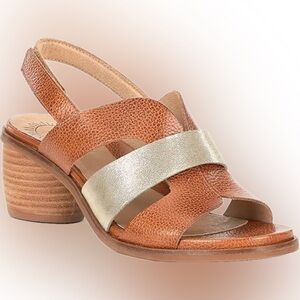 Brioso Terra Leather Slingback Heel Sandals, size 9.5